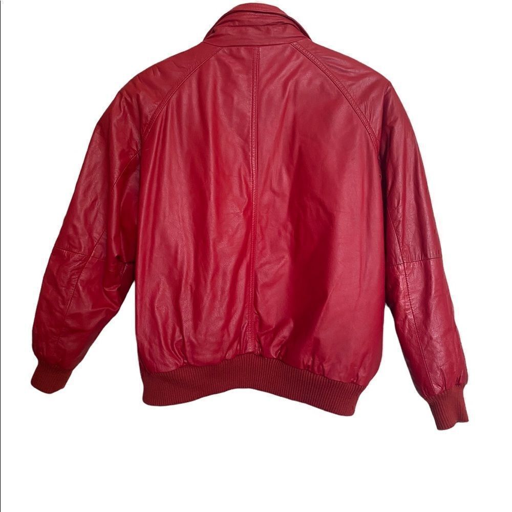 Vintage Red Leather Moto Jacket Size Medium - Picture 5 of 7